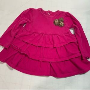 Girl’s Carter’s Child of Mine 6-9 Mo Pink Long Sleeve Ruffle Top Short Dress